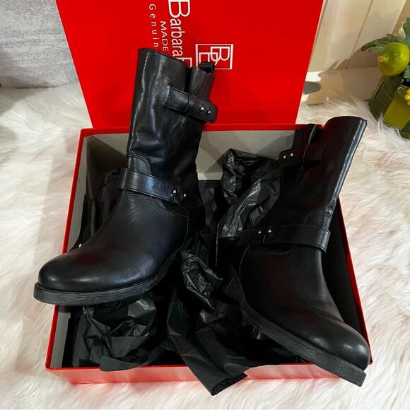 NEW Barbara Barbieri Leather Engineer Lug Sole Moto Mid Calf Boot Black 36 6 NWT - Picture 11 of 16
